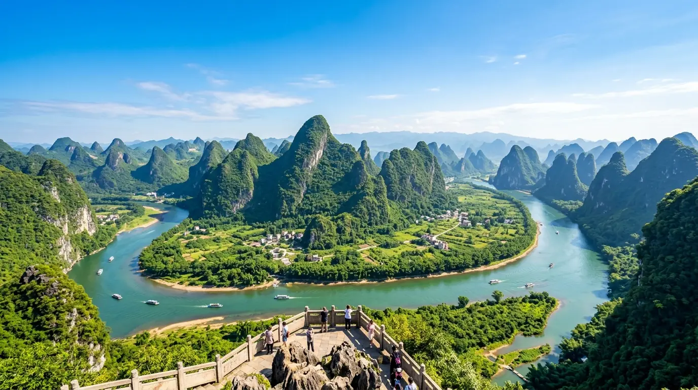Guilin Li River Karst Mountains Vista from Xianggong Mountain